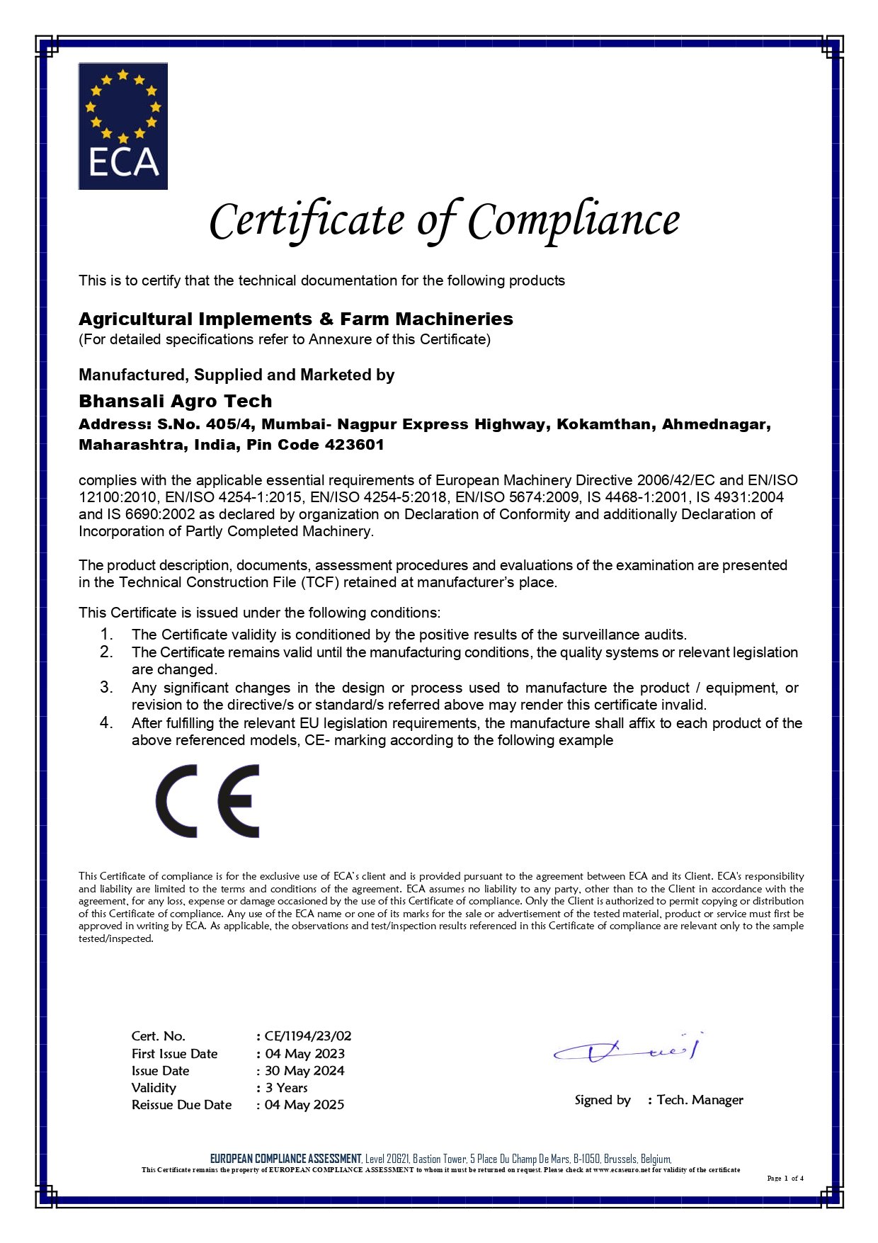 CE Certification Achievement